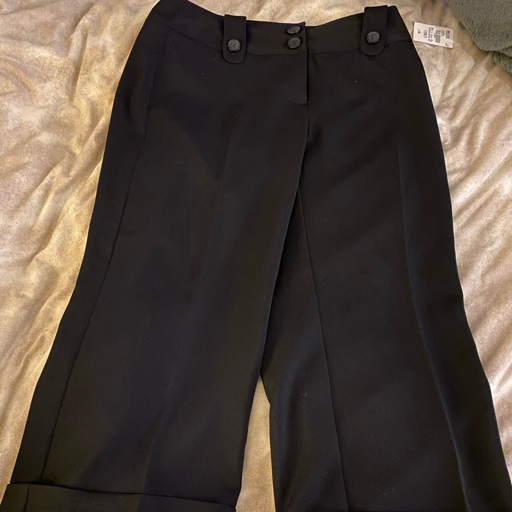 Cuffed Cropped Black Dress Pants